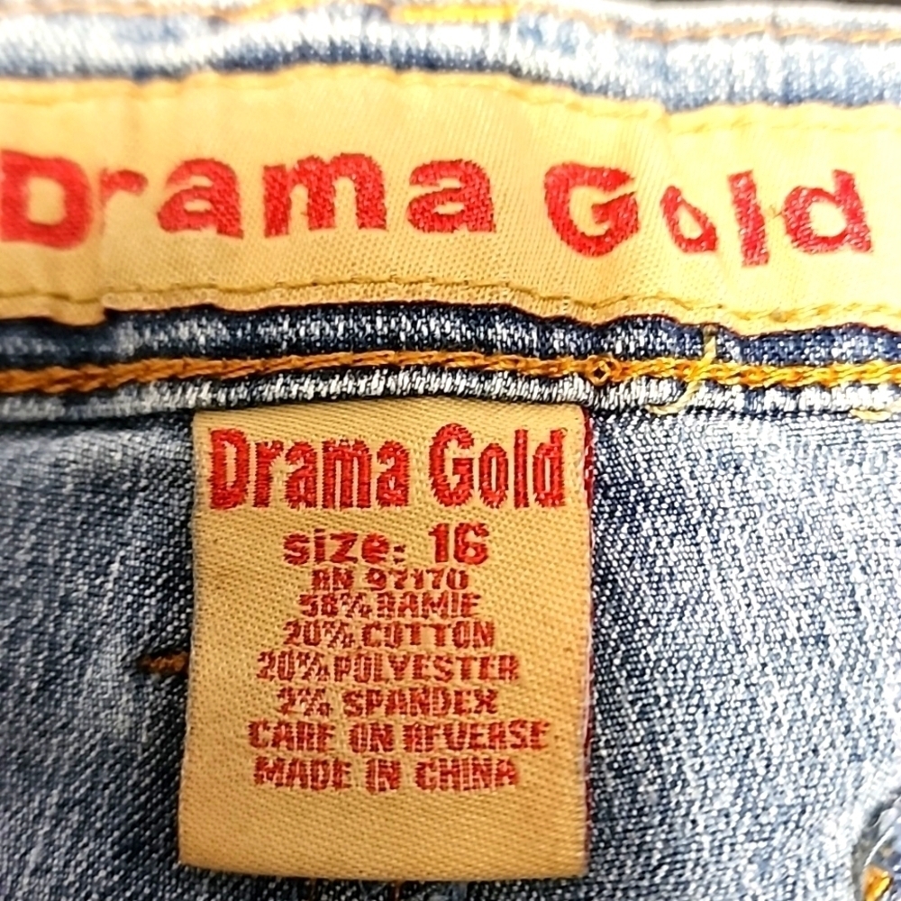 Vintage Drama Gold Jean Capris Sz 16 - Picture 6 of 6